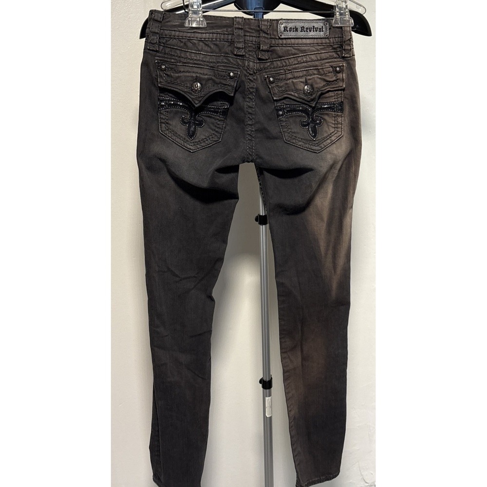 Rock Revival Celine Skinny faded charole Size 29 Stretch Silver Bling Selvage - Picture 2 of 11